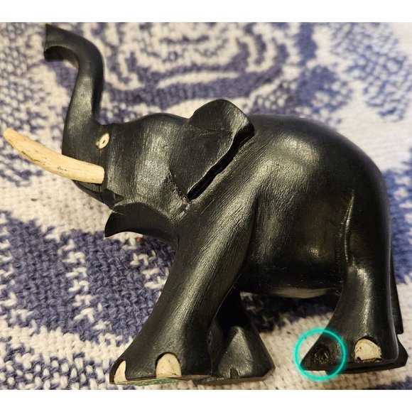 Hand Crafted‎ in Crylon Stamped Wood Carved Elephant -Some Flaws (10b1) - Picture 9 of 9